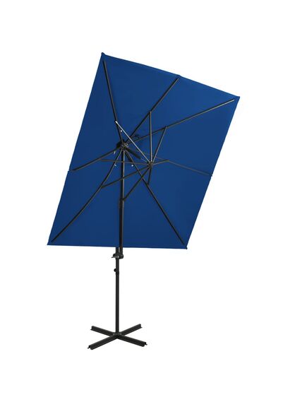 Umbrelă suspendată cu înveliș dublu, albastru azuriu 250x250 cm