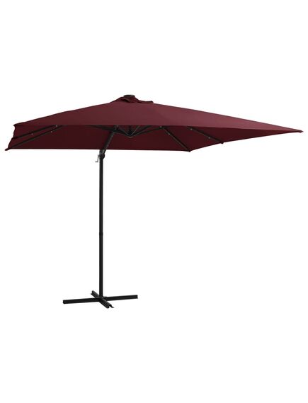 Umbrelă suspendată cu led-uri, roșu bordo, 250x250 cm