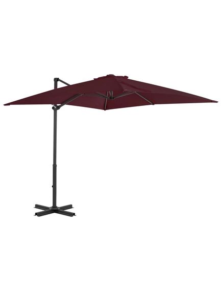 Umbrelă suspendată cu stâlp aluminiu, roșu bordo, 250x250 cm