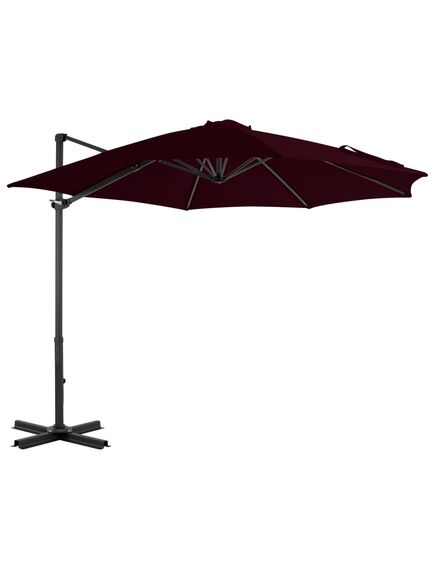 Umbrelă suspendată cu stâlp din aluminiu, roșu, 300 cm