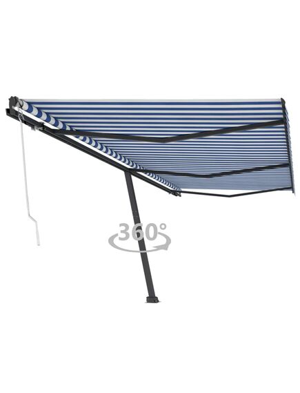 Copertină autonomă retractabilă automat albastru/alb 600x300 cm