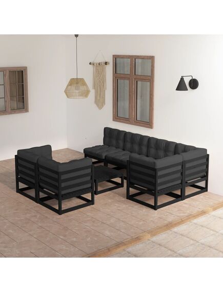 Set mobilier grădină cu perne, 8 piese, lemn masiv pin