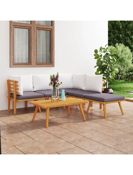 Set mobilier de grădină cu perne, 6 piese, lemn masiv acacia