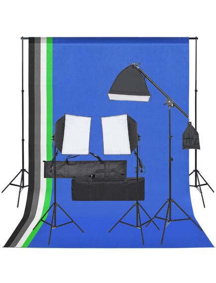 Kit studio foto cu set de lumină și fundal