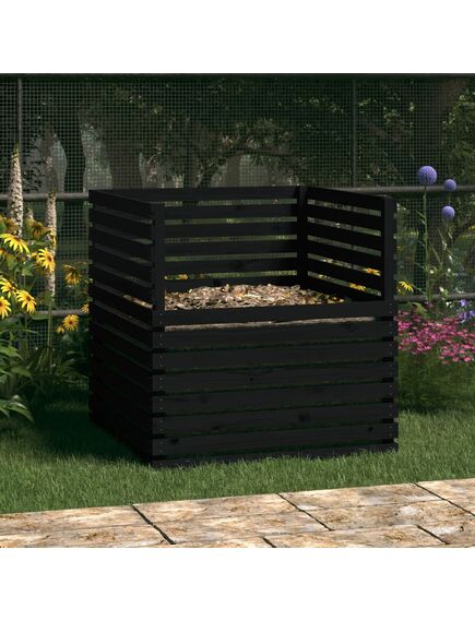 Compostor, negru, 100x100x102 cm, lemn masiv de pin