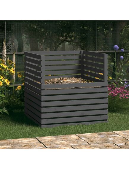 Compostor, gri, 100x100x102 cm, lemn masiv de pin