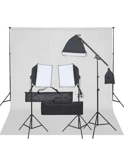 Kit studio foto cu set de lumini și fundal