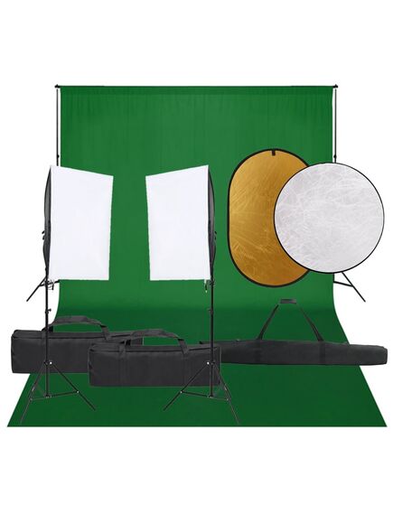 Kit studio foto cu set de lumini, fundal și reflector