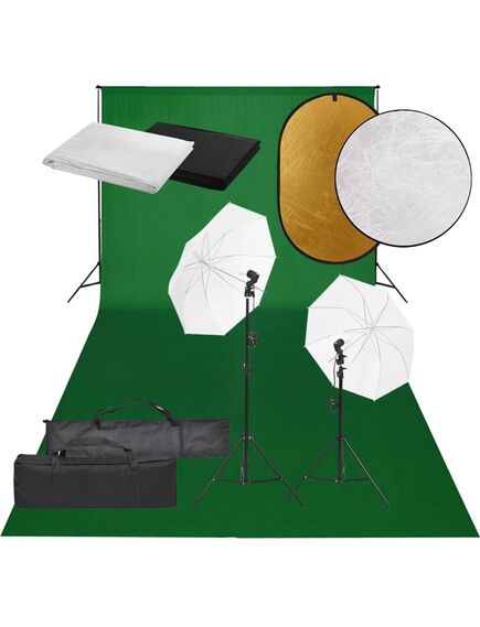 Set studio foto cu lumină, fundal și reflector