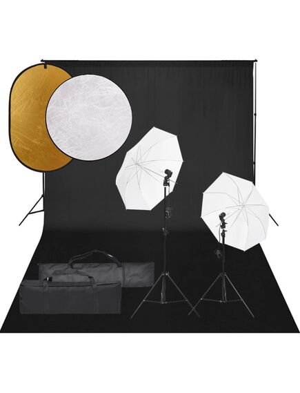 Set studio foto cu lumină, fundal și reflector