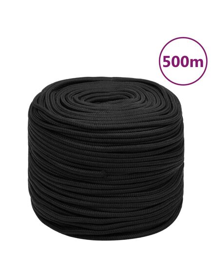 Frânghie de barcă, negru complet, 8 mm, 500 m, polipropilenă