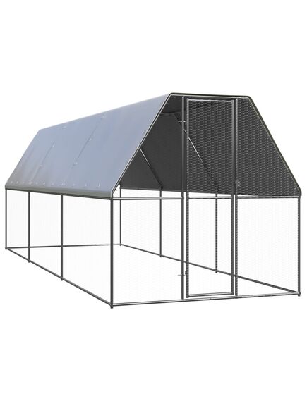 Coteț de păsări pentru exterior, 2x6x2 m, oțel galvanizat