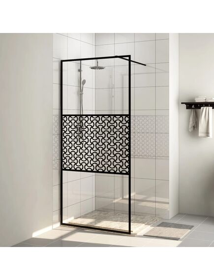 Paravan de duș walk-in negru 90x195 cm sticlă esg transparentă