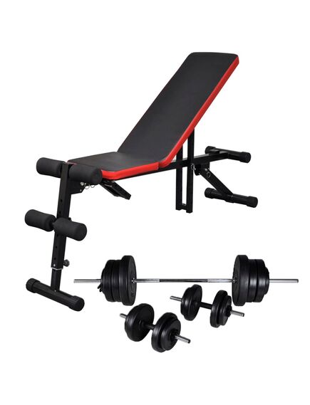 Bancă reglabilă pentru abdomene cu set haltere/gantere 60,5 kg