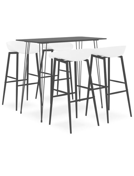 Set mobilier de bar, 5 piese, negru și alb