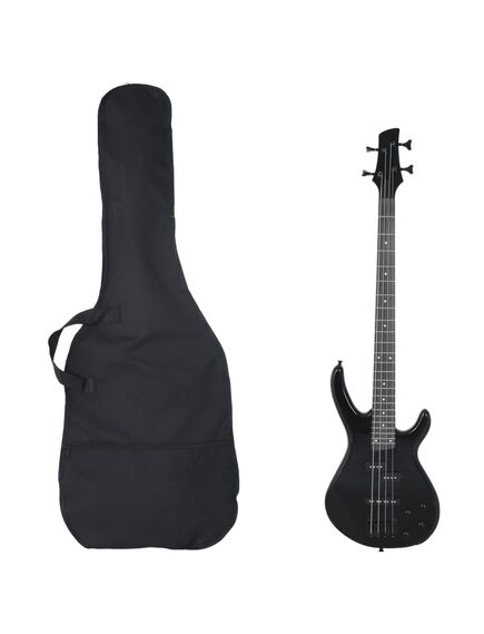 Chitara bass electrică începători, cu husă, negru, 4/4 46"