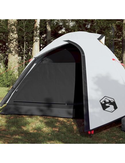 Cort de camping 2 persoane, alb, 264x210x125 cm, tafta 185t