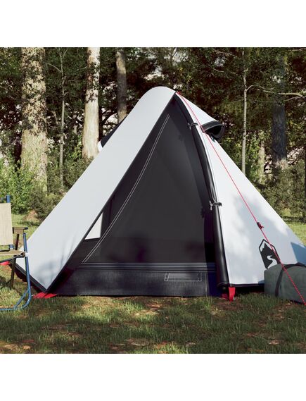 Cort de camping 2 persoane, alb, 267x154x117 cm, tafta 185t