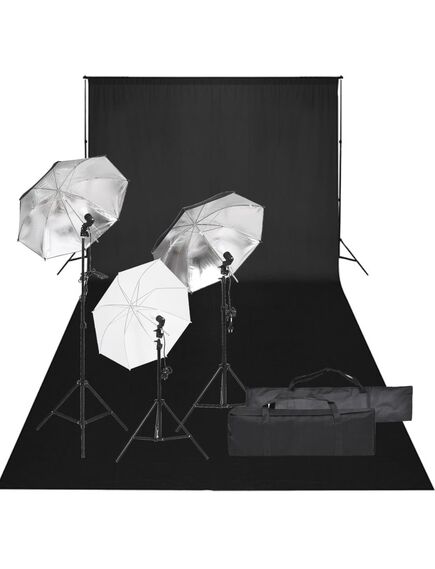 Kit studio foto cu set de lumină și fundal