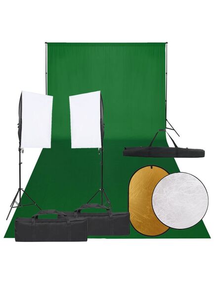 Kit studio foto cu set de lumini, fundal și reflector