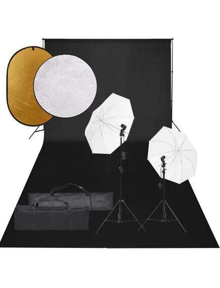 Set studio foto cu lumină, fundal și reflector