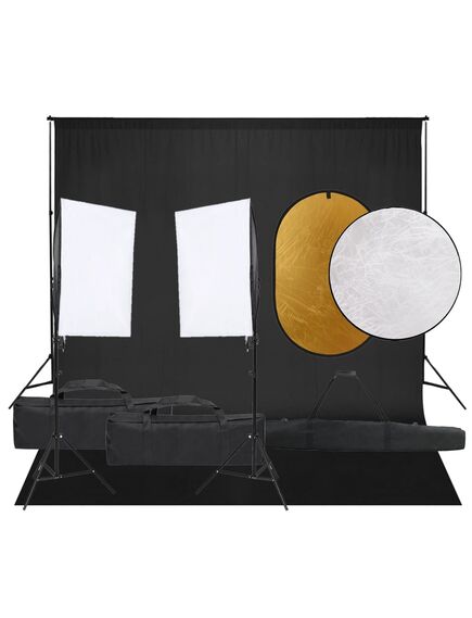 Set studio foto cu lumină, fundal și reflector