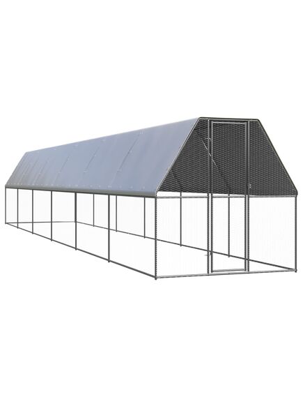 Coteț de păsări pentru exterior, 2x12x2 m, oțel galvanizat