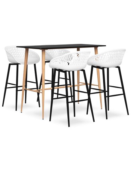 Set mobilier de bar, 5 piese, negru și alb