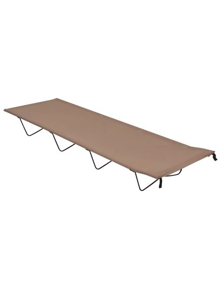 Pat de camping, gri taupe, 180x60x19 cm, țesătură oxford & oțel