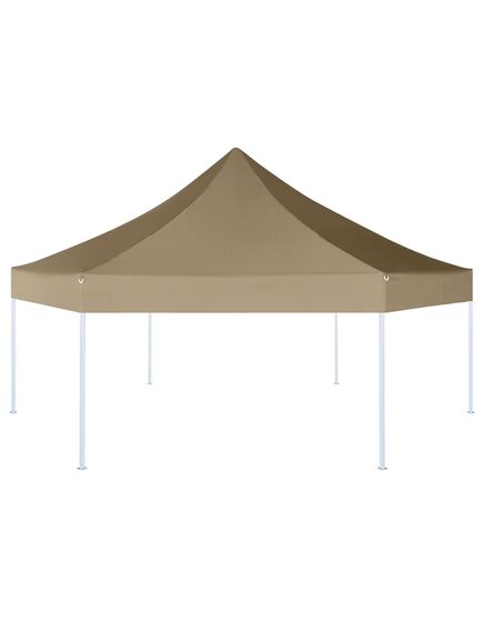 Foișor pliabil hexagonal pop-up gri taupe 3,6x3,1 m 220g/m²