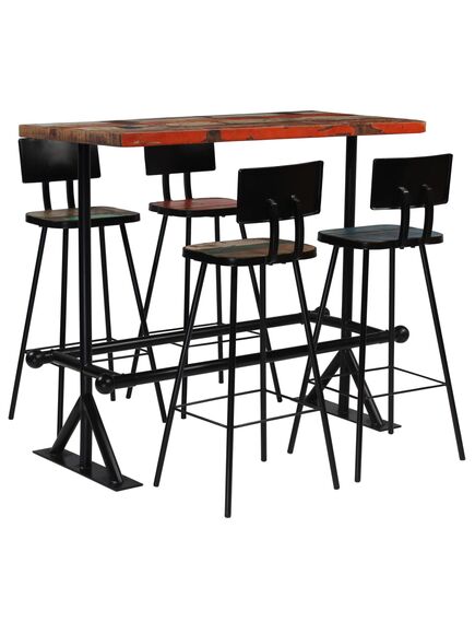 Set mobilier de bar, 5 piese, multicolor, lemn masiv reciclat