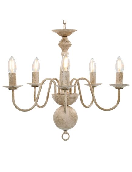 Candelabru antichizat, alb, becuri e14 x 5