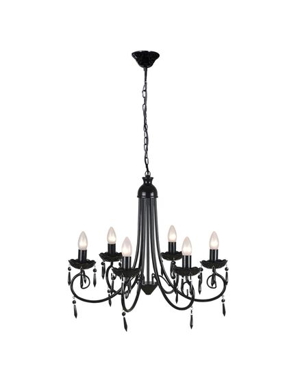 Lampă de tavan candelabru elegant negru 6 fasunguri pentru becuri