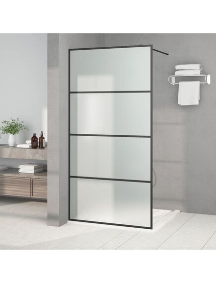 Perete cabină duș walk-in negru 100x195 cm sticlă esg mată