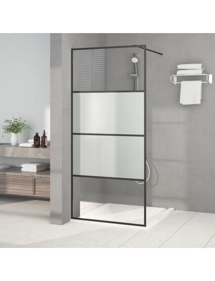 Perete cabină duș walk-in negru 90x195 cm sticlă esg semi-mată