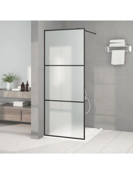 Perete cabină duș walk-in negru 80x195 cm sticlă esg mată