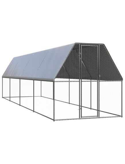 Coteț de păsări pentru exterior, 2x8x2 m, oțel galvanizat