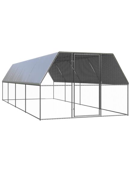 Coteț de păsări pentru exterior, 3x8x2 m, oțel galvanizat