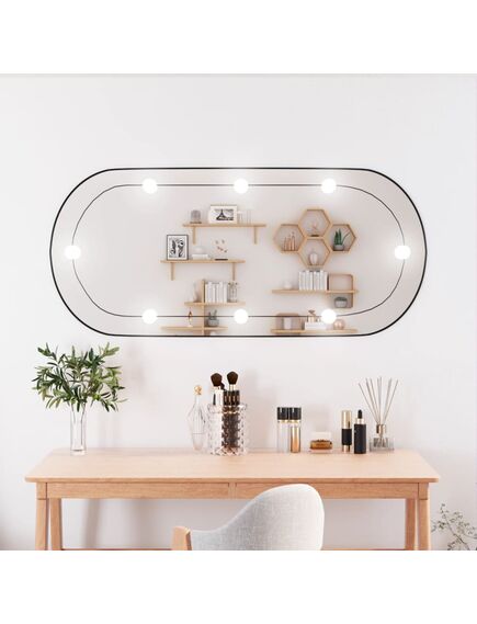 Oglindă de perete cu lumini led 45x100 cm oval sticlă