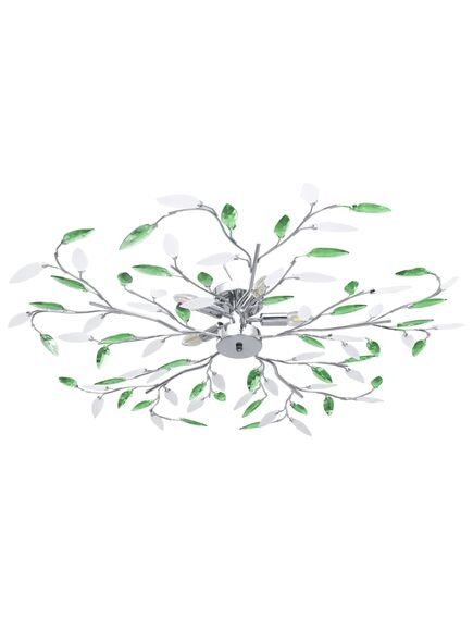 Lustră cu brațe tip frunze cristal acrilic verde 5 becuri e14