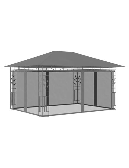 Pavilion cu plasă anti-țânțari, antracit, 4 x 3 x 2,73 m