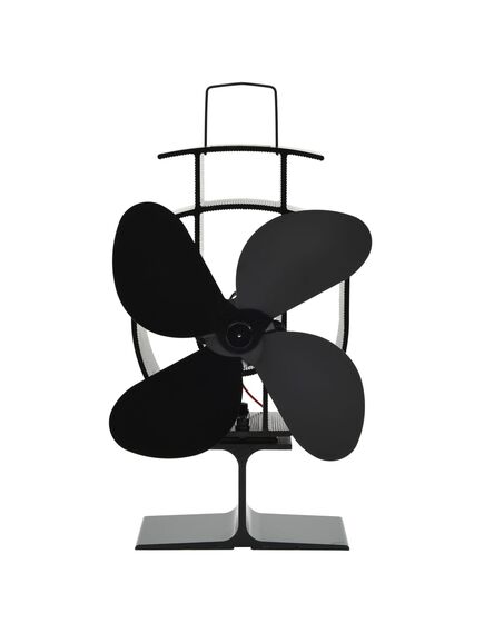 Ventilator de sobă cu alimentare termică, 4 palete, negru