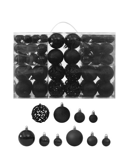 Set globuri de crăciun, 100 piese, negru