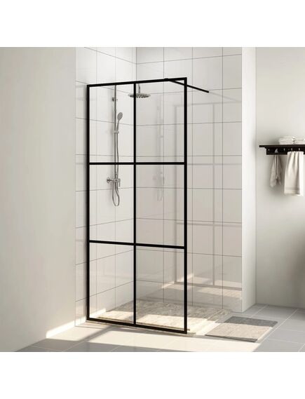 Paravan de duș walk-in negru 80x195 cm sticlă esg transparentă