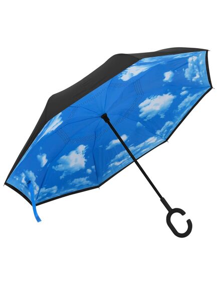 Umbrelă cu mâner în formă de c, negru, 108 cm