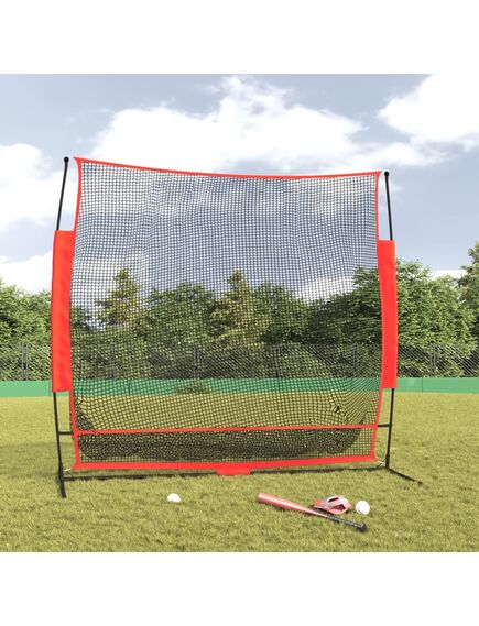 Plasă de baseball portabilă negru/roșu 215x107x216 cm poliester