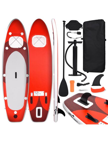 Set placă paddleboarding gonflabilă, roşu, 330x76x10 cm