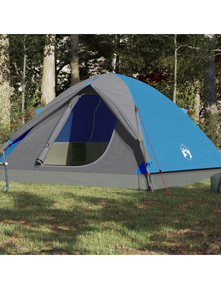 Cort de camping 6 persoane albastru, 348x340x190 cm, tafta 190t