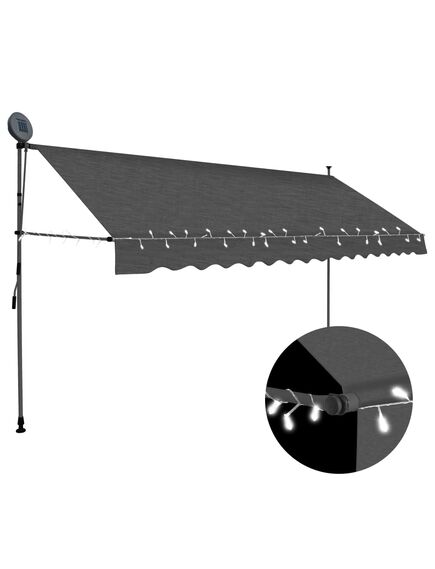 Copertină retractabilă manual cu led, antracit, 400 cm