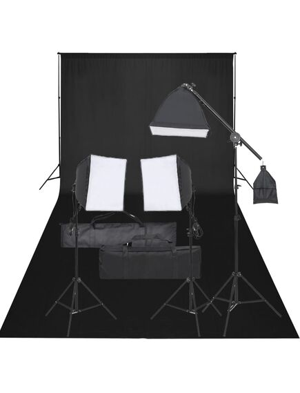 Kit studio foto cu set de lumină și fundal